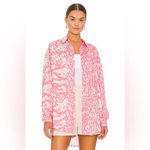 Resa REVOLVE Pink and White Button Down Shirt